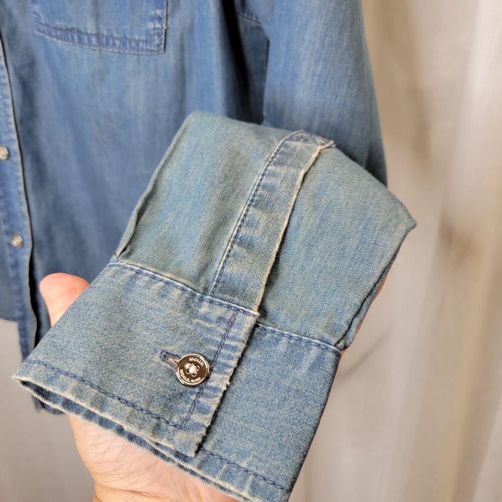 MICHAEL Michael Kors Denim Button Up w/ Jeweled Collar, M - Picture 5 of 10